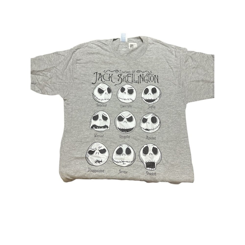 Disney Nightmare Before Christmas T Shirt Large Gray Emotion of Jack Skellington